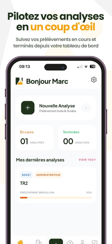 Application LAB710 — tableau de bord des analyses